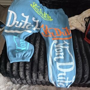Von Dutch Blue Joggers with Multicolor Logo